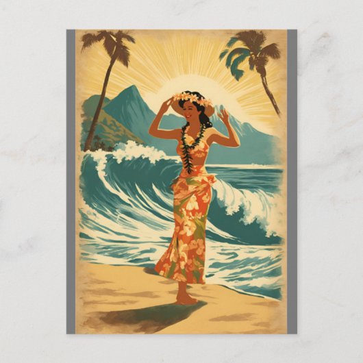stijl Hawaiian Travel Honolulu Mid-Pacific Briefkaart (Voorkant)