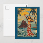stijl Hawaiian Travel Honolulu Mid-Pacific Briefkaart (Voorkant / Achterkant)