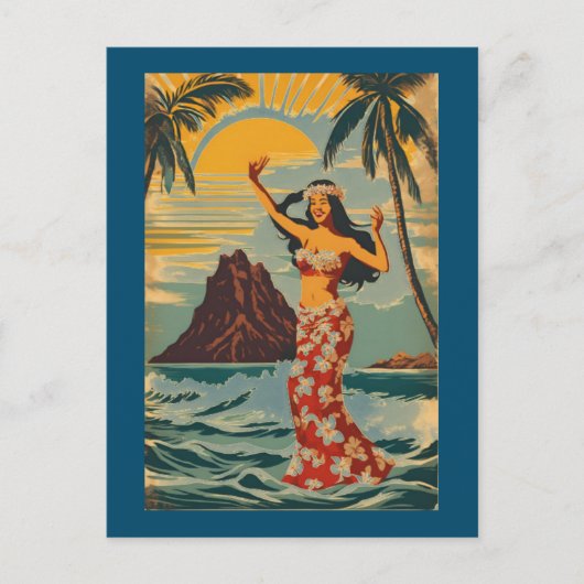 stijl Hawaiian Travel Honolulu Mid-Pacific Briefkaart (Voorkant)