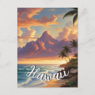 stijl Hawaiian Travel Honolulu Mid-Pacific Briefkaart