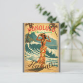 stijl Hawaiian Travel Honolulu Mid-Pacific Briefkaart (Staand voorkant)