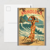 stijl Hawaiian Travel Honolulu Mid-Pacific Briefkaart (Voorkant / Achterkant)