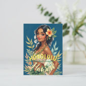  stijl Hawaiian Travel Honolulu Mid-Pacific Briefkaart (Staand voorkant)