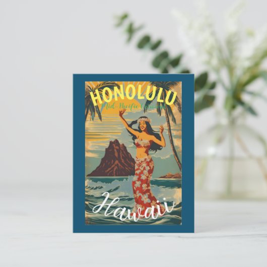  stijl Hawaiian Travel Honolulu Mid-Pacific Briefkaart (Staand voorkant)