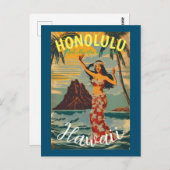 stijl Hawaiian Travel Honolulu Mid-Pacific Briefkaart (Voorkant / Achterkant)