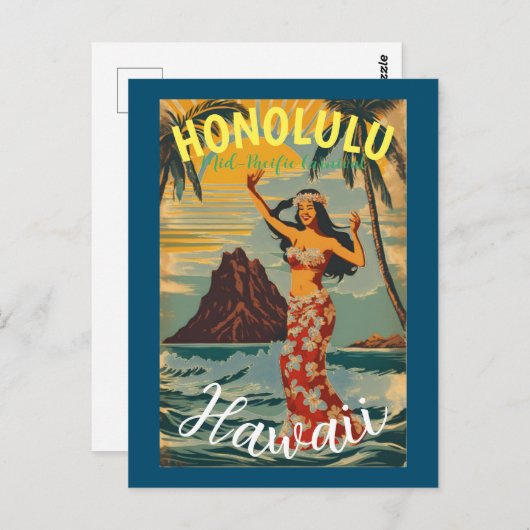  stijl Hawaiian Travel Honolulu Mid-Pacific Briefkaart (Voorkant / Achterkant)