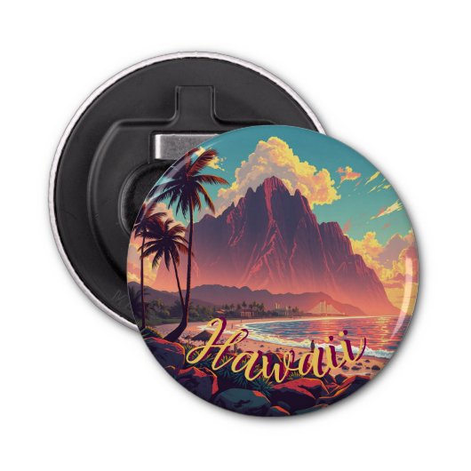  stijl Hawaiian Travel Honolulu Mid-Pacific Button Flesopener (Voorkant)