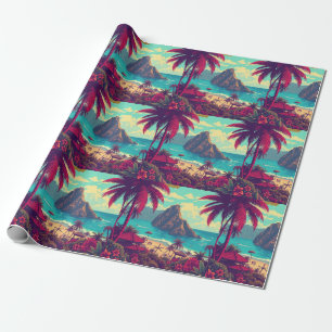 stijl Hawaiian Travel Honolulu Mid-Pacific Cadeaupapier