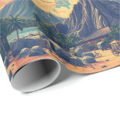  stijl Hawaiian Travel Honolulu Mid-Pacific Cadeaupapier (Rol Hoek)