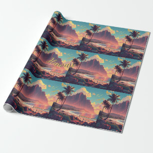 stijl Hawaiian Travel Honolulu Mid-Pacific Cadeaupapier