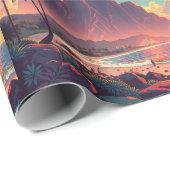 stijl Hawaiian Travel Honolulu Mid-Pacific Cadeaupapier (Rol Hoek)