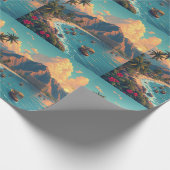  stijl Hawaiian Travel Honolulu Mid-Pacific Cadeaupapier (Hoek)
