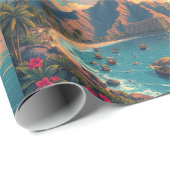  stijl Hawaiian Travel Honolulu Mid-Pacific Cadeaupapier (Rol Hoek)