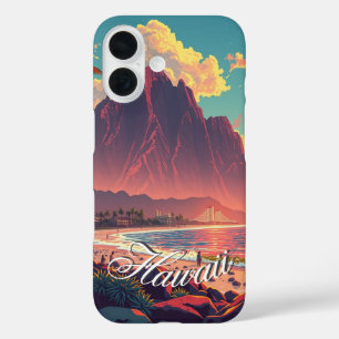  stijl Hawaiian Travel Honolulu Mid-Pacific iPhone 16 Hoesje