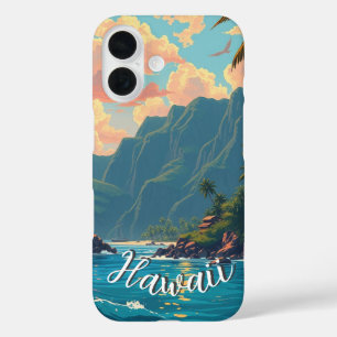  stijl Hawaiian Travel Honolulu Mid-Pacific iPhone 16 Hoesje