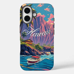 stijl Hawaiian Travel Honolulu Mid-Pacific iPhone 16 Hoesje