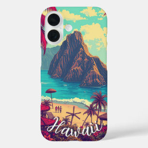  stijl Hawaiian Travel Honolulu Mid-Pacific iPhone 16 Hoesje