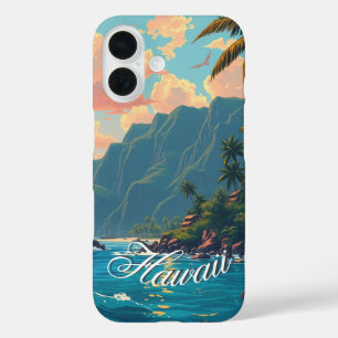  stijl Hawaiian Travel Honolulu Mid-Pacific iPhone 16 Hoesje