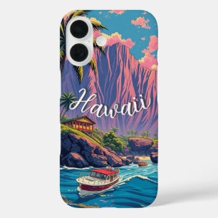  stijl Hawaiian Travel Honolulu Mid-Pacific iPhone 16 Hoesje