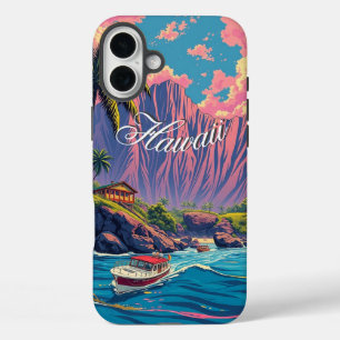  stijl Hawaiian Travel Honolulu Mid-Pacific iPhone 16 Plus Hoesje