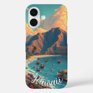  stijl Hawaiian Travel Honolulu Mid-Pacific iPhone 16 Hoesje