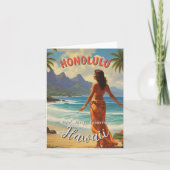  stijl Hawaiian Travel Honolulu Mid-Pacific Feestdagen Kaart (Voorkant)