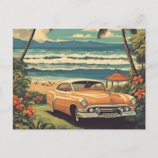  stijl Hawaiian Travel Honolulu Mid-Pacific Feestdagenkaart (Voorkant)