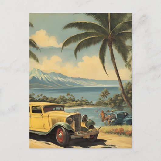  stijl Hawaiian Travel Honolulu Mid-Pacific Feestdagenkaart (Voorkant)