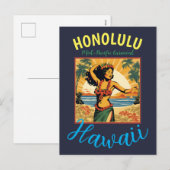  stijl Hawaiian Travel Honolulu Mid-Pacific Feestdagenkaart (Voorkant / Achterkant)