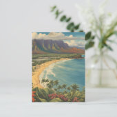  stijl Hawaiian Travel Honolulu Mid-Pacific Feestdagenkaart (Staand voorkant)