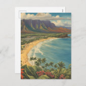  stijl Hawaiian Travel Honolulu Mid-Pacific Feestdagenkaart (Voorkant / Achterkant)