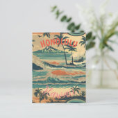  stijl Hawaiian Travel Honolulu Mid-Pacific Feestdagenkaart (Staand voorkant)