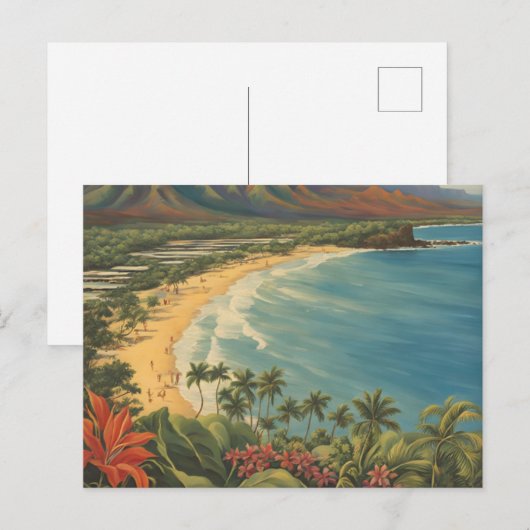 stijl Hawaiian Travel Honolulu Mid-Pacific Feestdagenkaart (Voorkant / Achterkant)