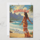  stijl Hawaiian Travel Honolulu Mid-Pacific Feestdagenkaart (Voorkant)