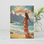  stijl Hawaiian Travel Honolulu Mid-Pacific Feestdagenkaart (Staand voorkant)