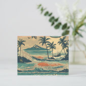 stijl Hawaiian Travel Honolulu Mid-Pacific Feestdagenkaart (Staand voorkant)