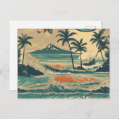 stijl Hawaiian Travel Honolulu Mid-Pacific Feestdagenkaart (Voorkant / Achterkant)