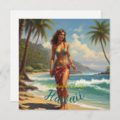  stijl Hawaiian Travel Honolulu Mid-Pacific Feestdagenkaart (Voorkant / Achterkant)