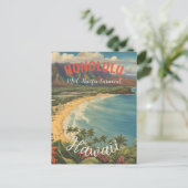 stijl Hawaiian Travel Honolulu Mid-Pacific Feestdagenkaart (Staand voorkant)