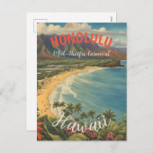 stijl Hawaiian Travel Honolulu Mid-Pacific Feestdagenkaart (Voorkant / Achterkant)