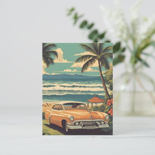 stijl Hawaiian Travel Honolulu Mid-Pacific Feestdagenkaart (Staand voorkant)