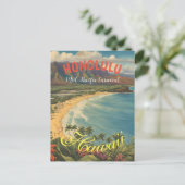  stijl Hawaiian Travel Honolulu Mid-Pacific Feestdagenkaart (Staand voorkant)