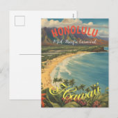  stijl Hawaiian Travel Honolulu Mid-Pacific Feestdagenkaart (Voorkant / Achterkant)