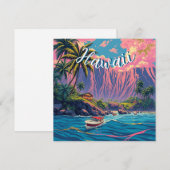 stijl Hawaiian Travel Honolulu Mid-Pacific Feestdagenkaart (Voorkant / Achterkant)