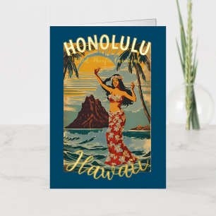 stijl Hawaiian Travel Honolulu Mid-Pacific Folie Wenskaart