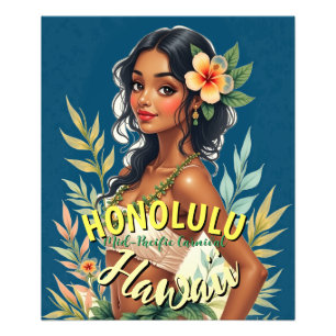  stijl Hawaiian Travel Honolulu Mid-Pacific Foto Afdruk