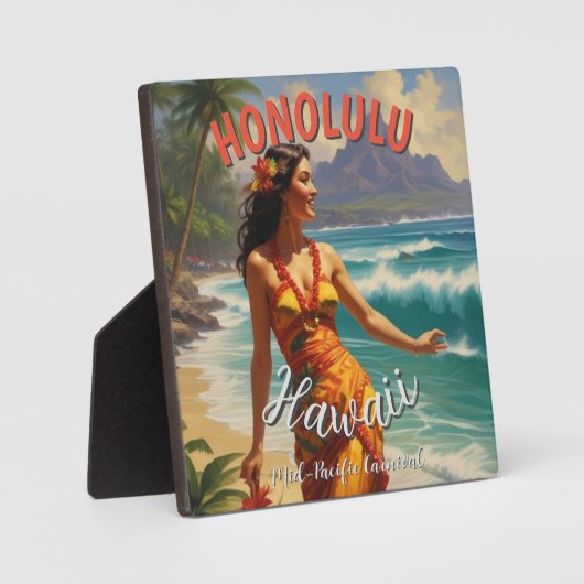 stijl Hawaiian Travel Honolulu Mid-Pacific Fotoplaat (Voorkant)