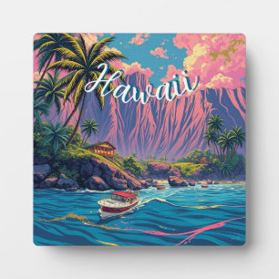  stijl Hawaiian Travel Honolulu Mid-Pacific Fotoplaat