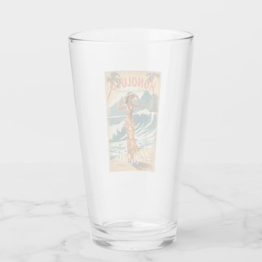  stijl Hawaiian Travel Honolulu Mid-Pacific Glas (Achterkant)