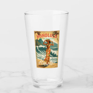 stijl Hawaiian Travel Honolulu Mid-Pacific Glas